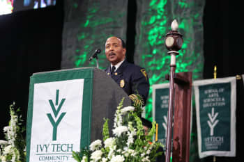 Ivy Tech Indy was honored to have Indianapolis Fire Department Chief Ernest Malone as the 2026 Commencement Speaker and Honorary Degree Recipient. Chief Malone’s selection recognizes nearly four decades of leadership and service to the Indianapolis community, as well as his steadfast commitment to education, professional development, and workforce readiness.